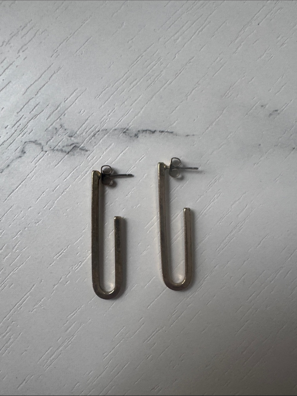 Minimalist U-Shape Silver Hoop Stud Earrings - Women Accessories
